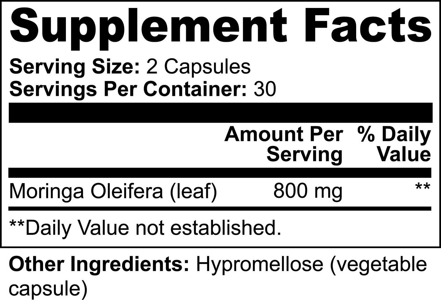 Pure Premium Moringa Oleifera Leaf Extract Capsules - 60 Vegan Caps